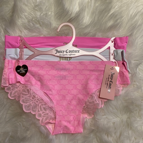 Juicy Couture Other - Juicy Couture Panties Lot of 3 Set Pink White Lace Size Small No Panty lines NWT